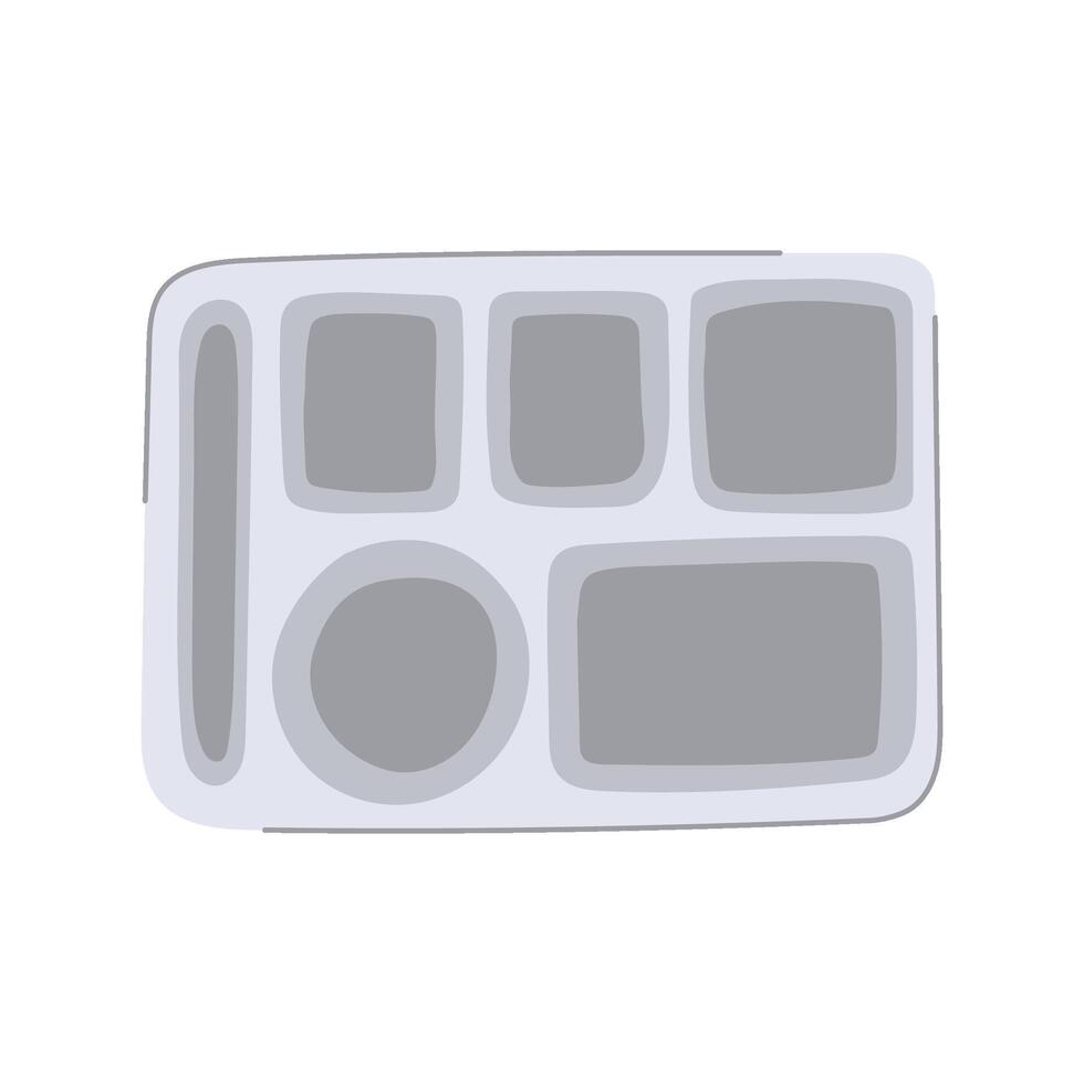 multi plastic section meal tray cartoon vector