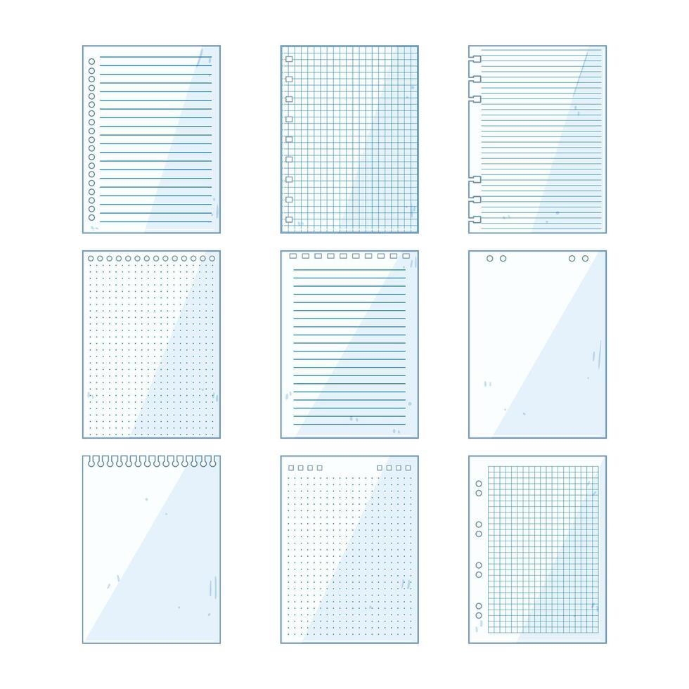 line notebook page set cartoon illustration vector