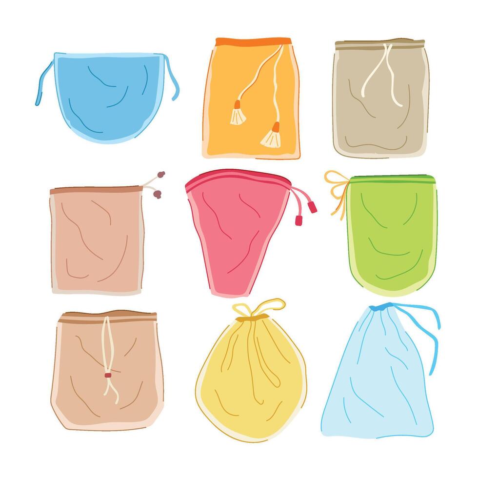 milk nut strainer bag set cartoon vector