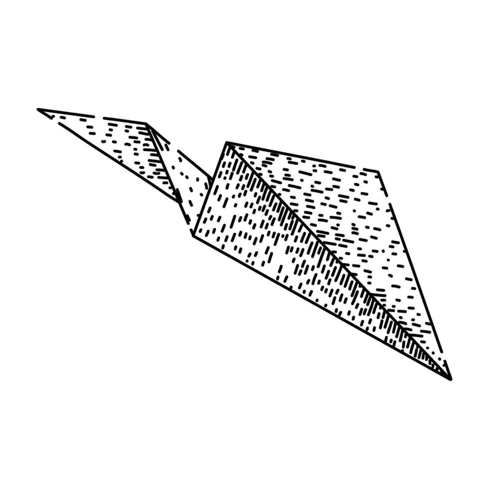 wings paper plane sketch hand drawn black vector
