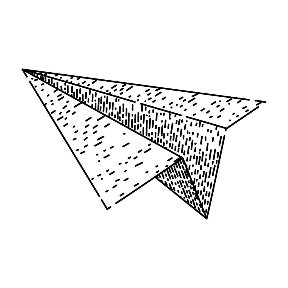 flight paper plane sketch hand drawn black vector