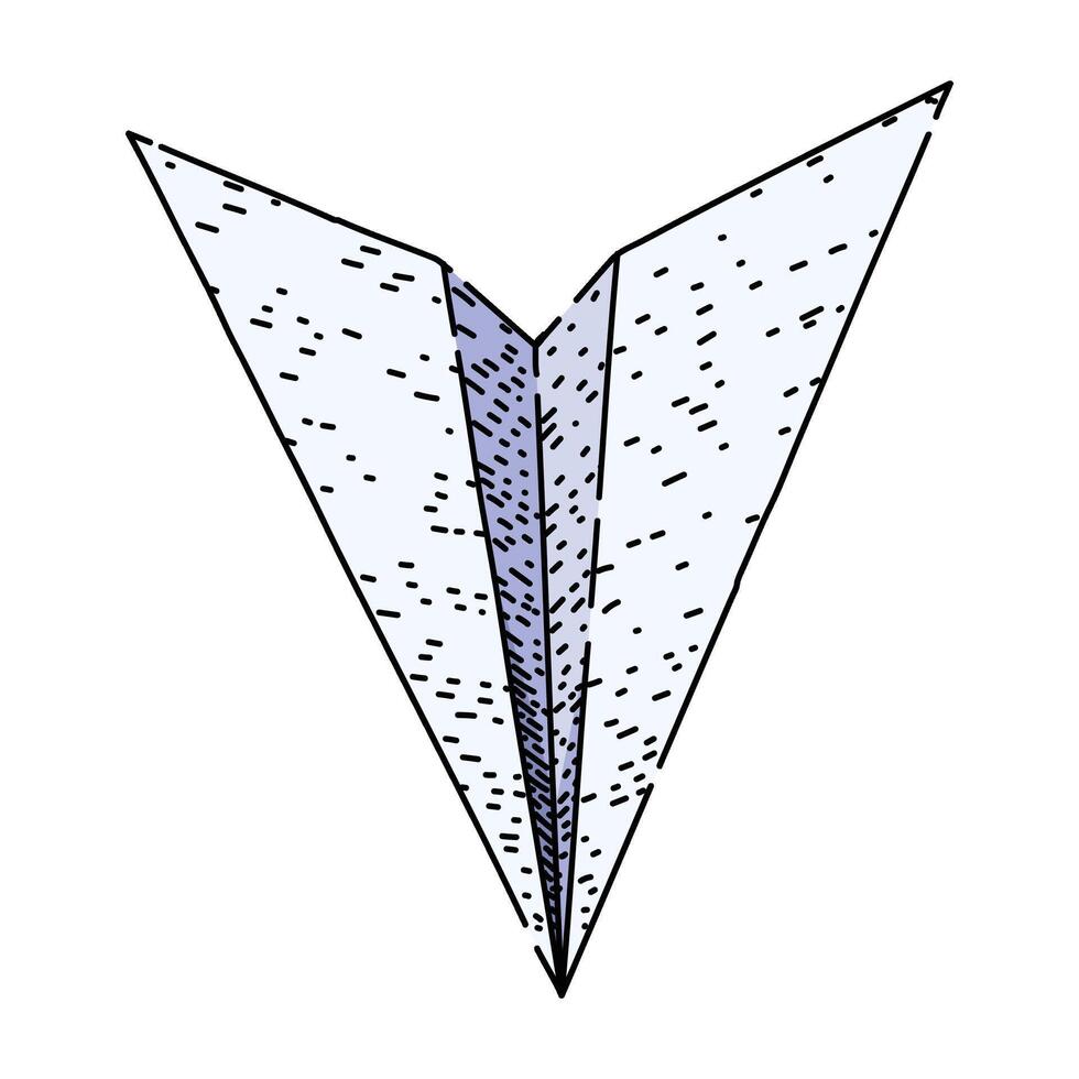 fold paper plane sketch hand drawn vector