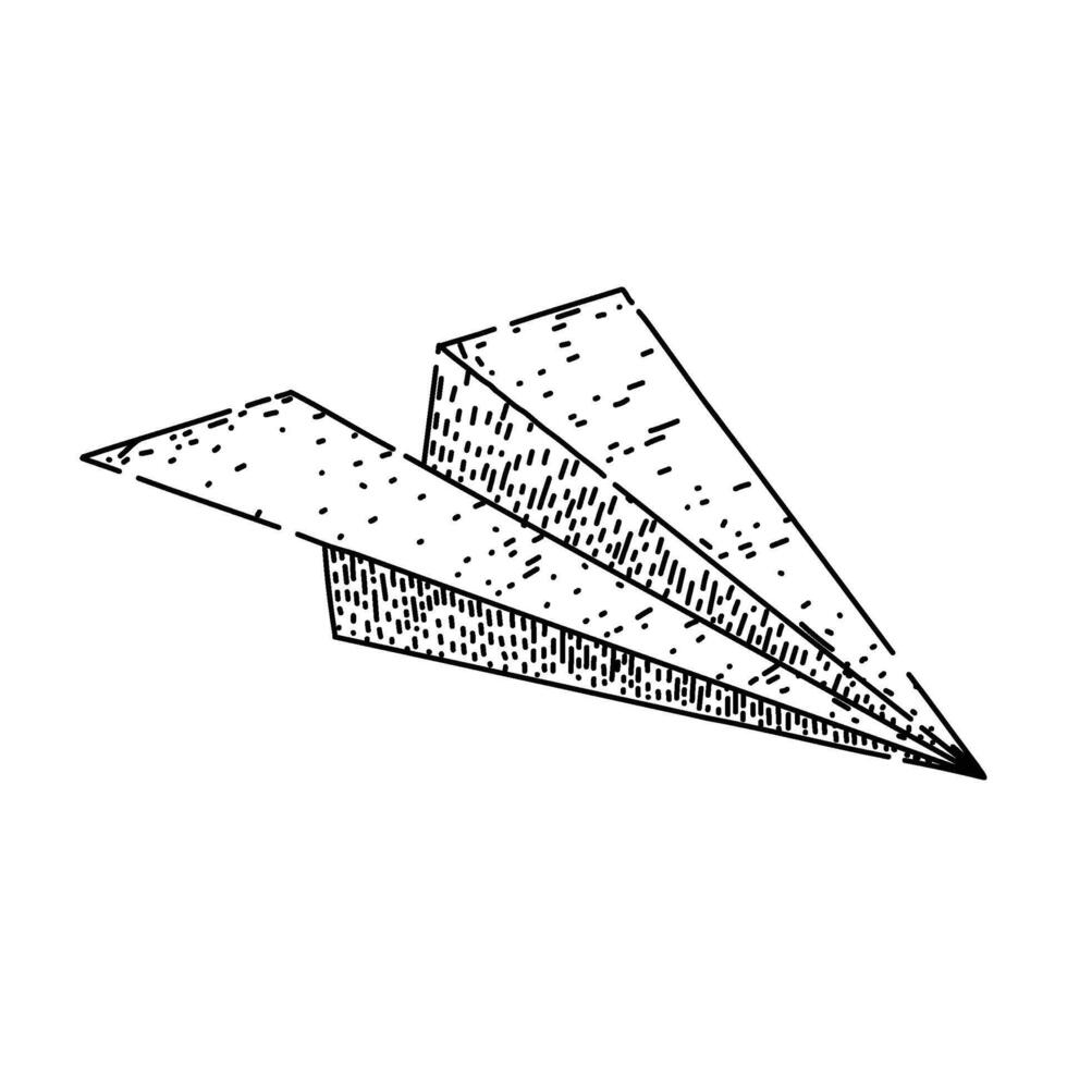 glide paper plane sketch hand drawn black vector