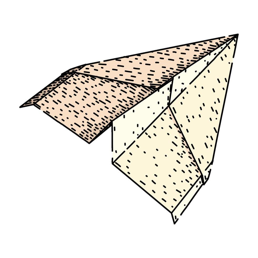 throw paper plane sketch hand drawn vector