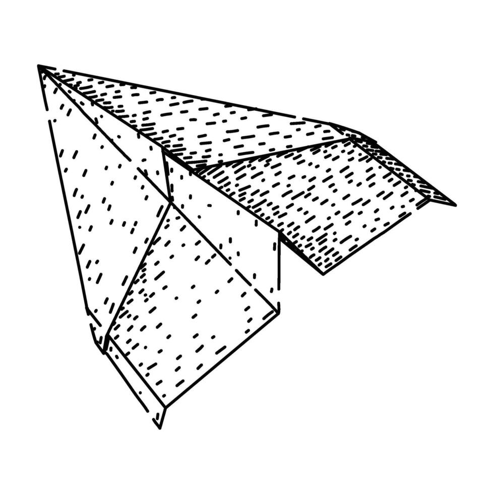 throw paper plane sketch hand drawn black vector