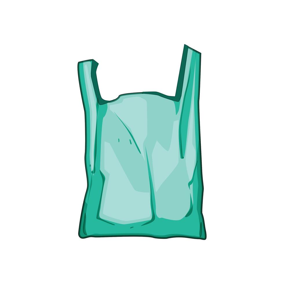 plastic disposable shopping bag cartoon illustration vector