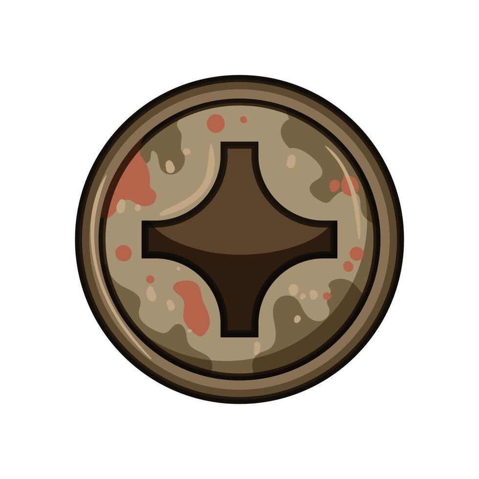 rusty stuck screw head cartoon illustration vector