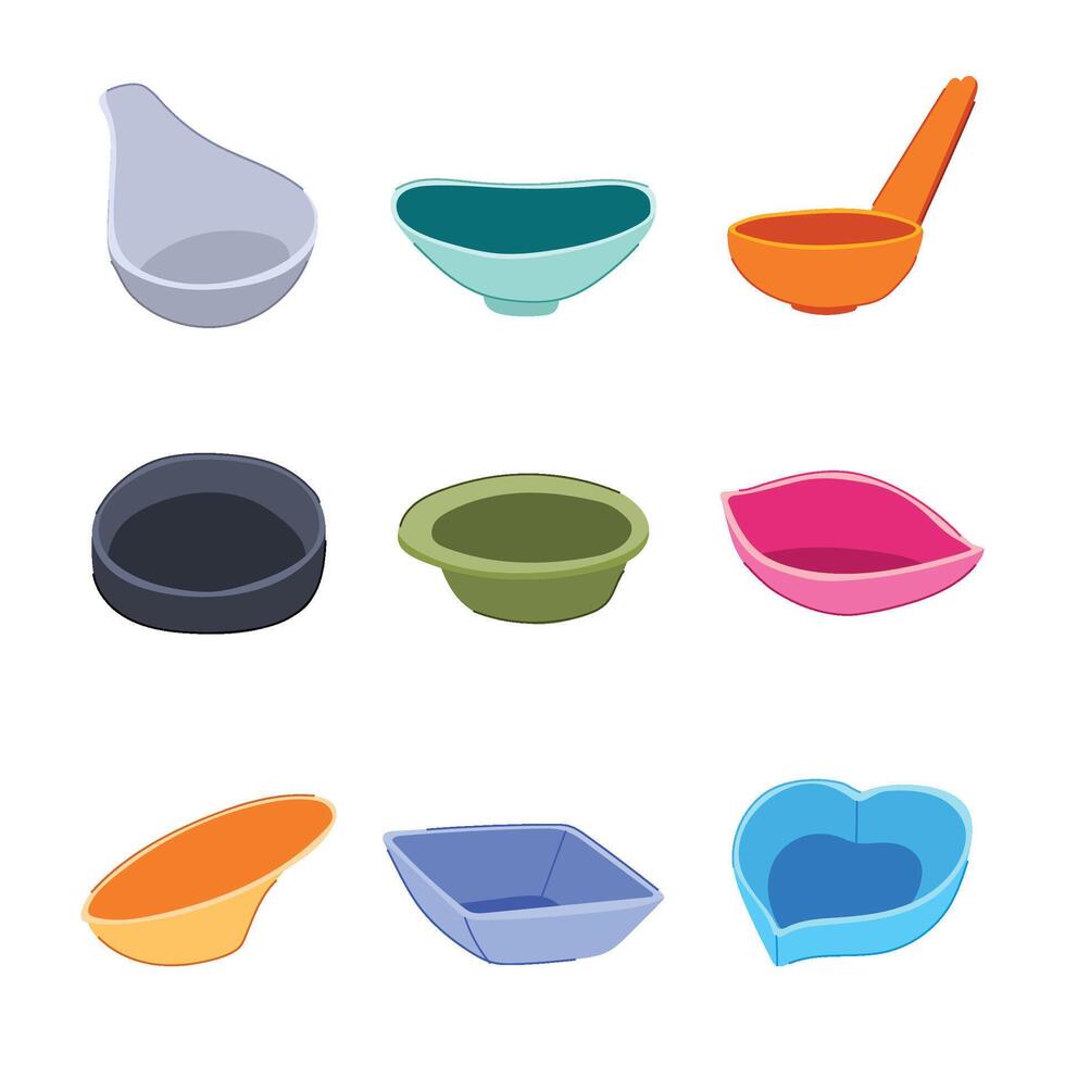 dipping sauce bowl set cartoon illustration vector
