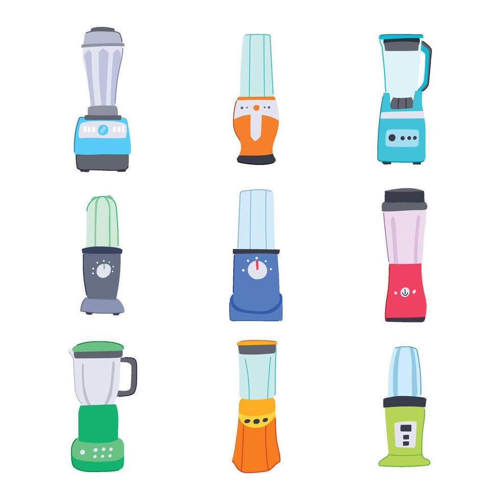 blender smoothie set cartoon item vector