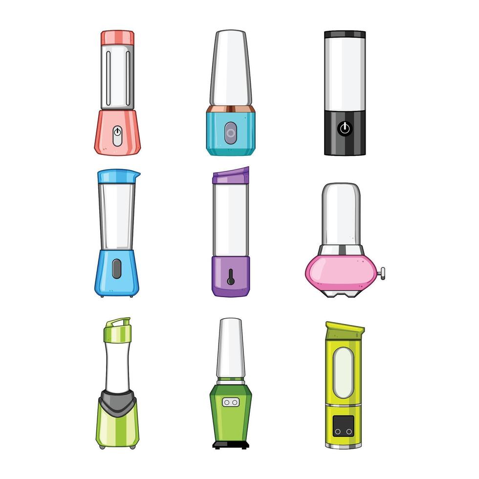 blender smoothie set cartoon element vector