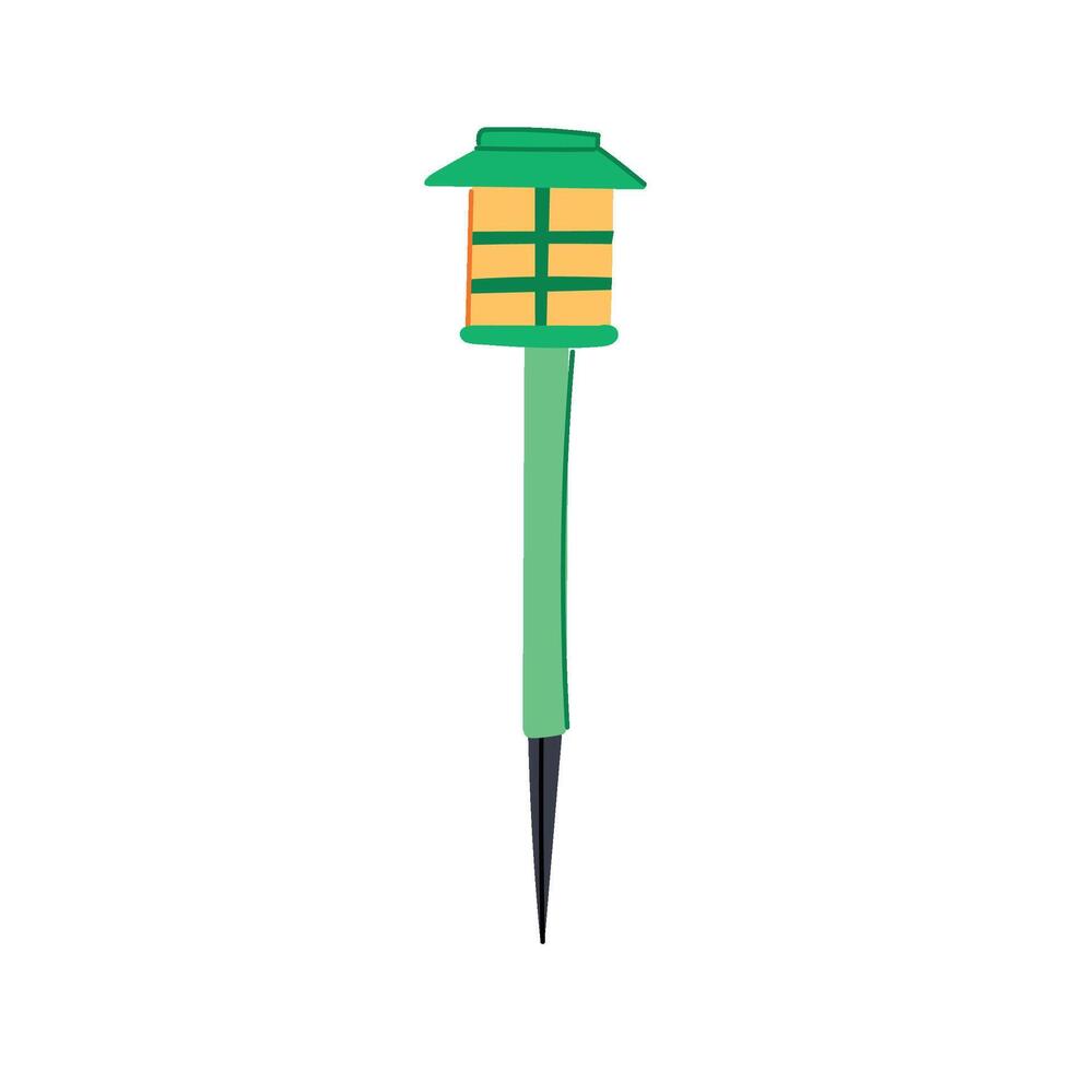 solar led powered garden lamp cartoon vector