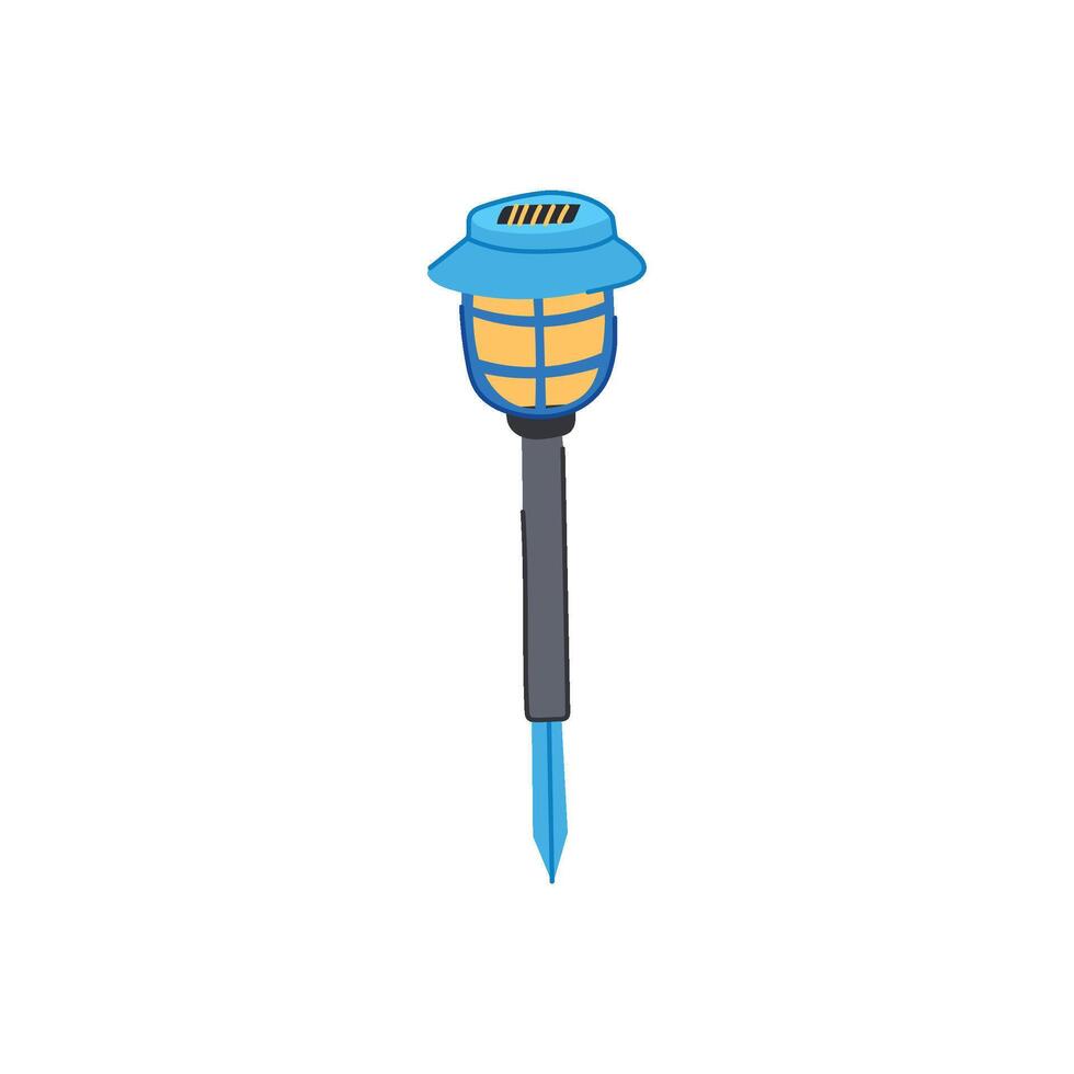 solar rechargeable powered garden lamp cartoon vector