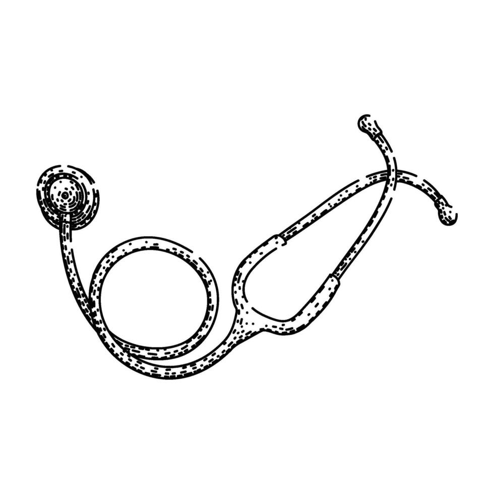 auscultation stetoscope sketch hand drawn item vector