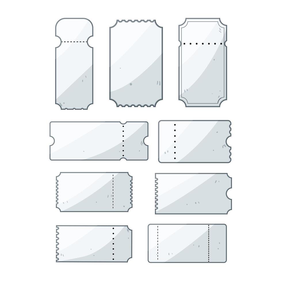 white ticket set cartoon illustration vector