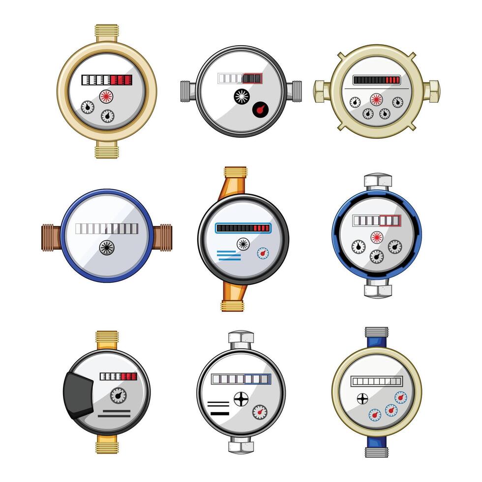 meter water set cartoon illustration vector
