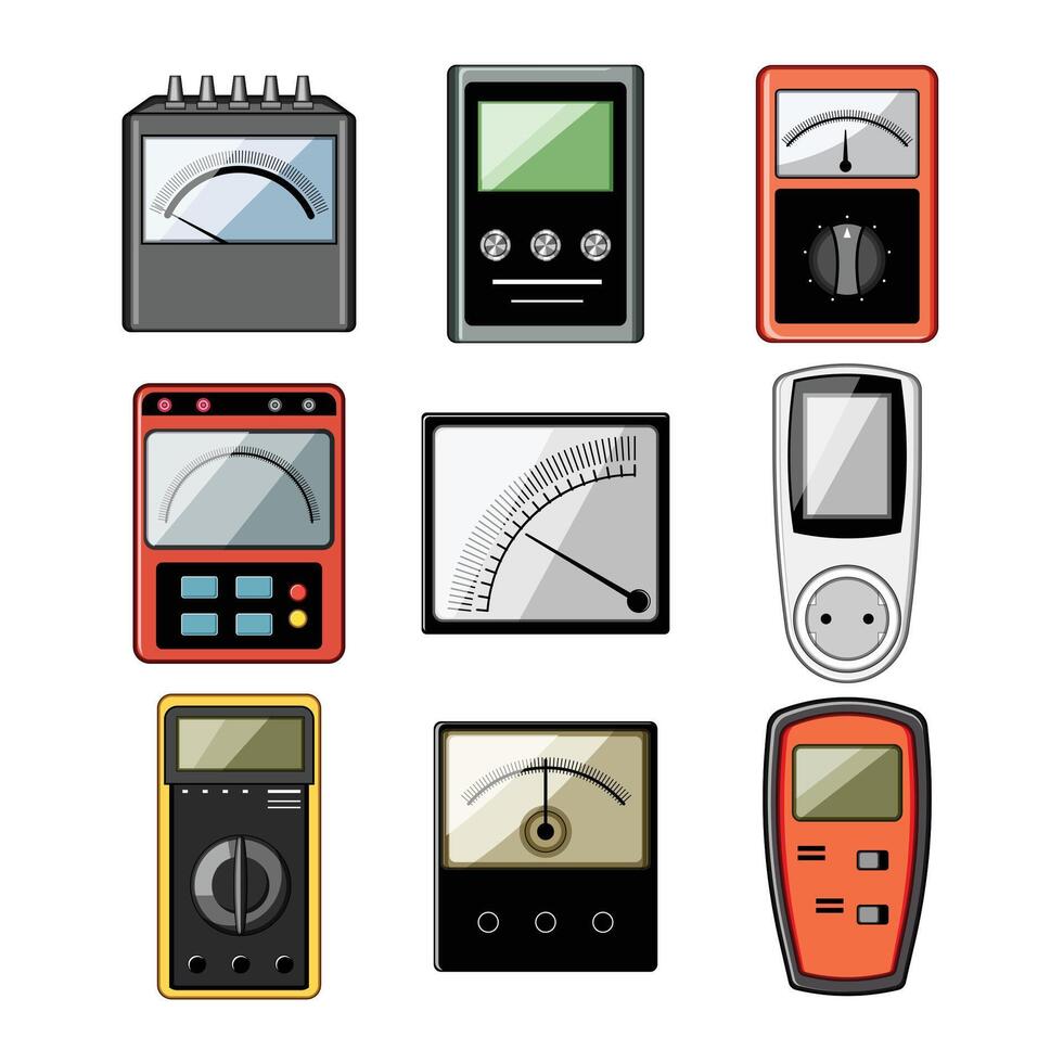 meter watt set cartoon illustration vector