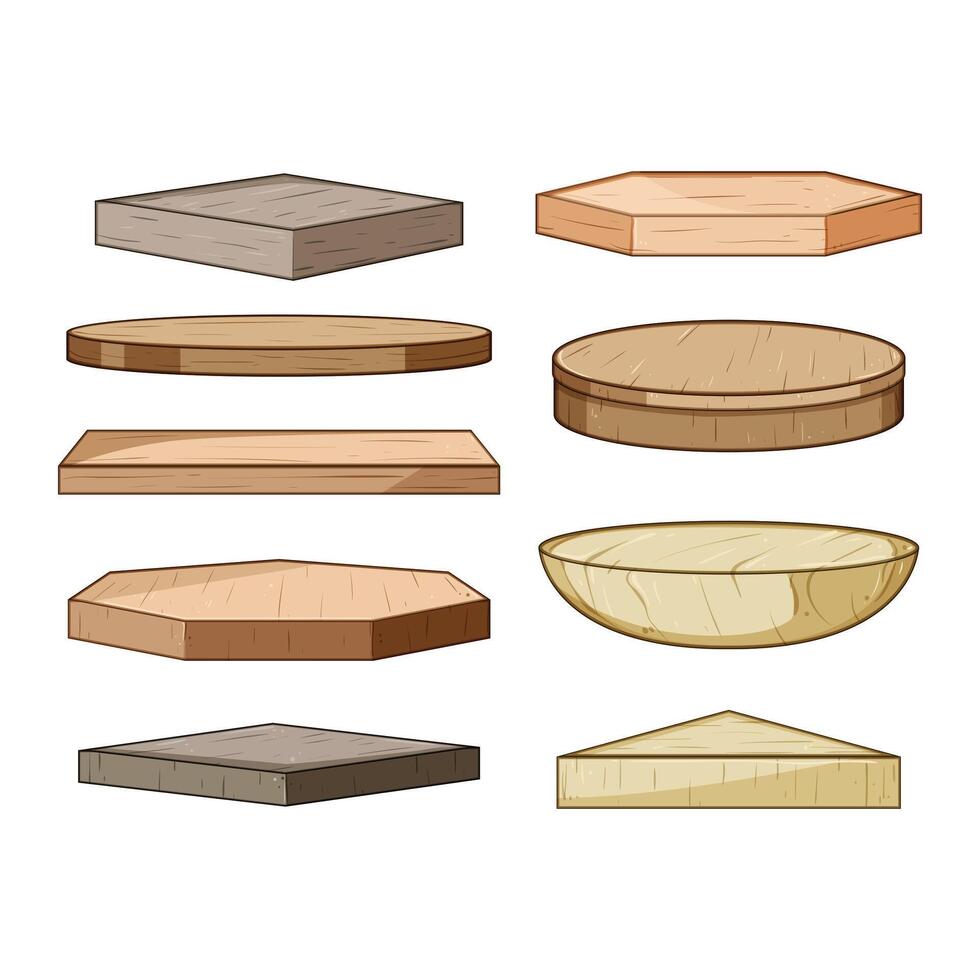 platform wood set cartoon element vector