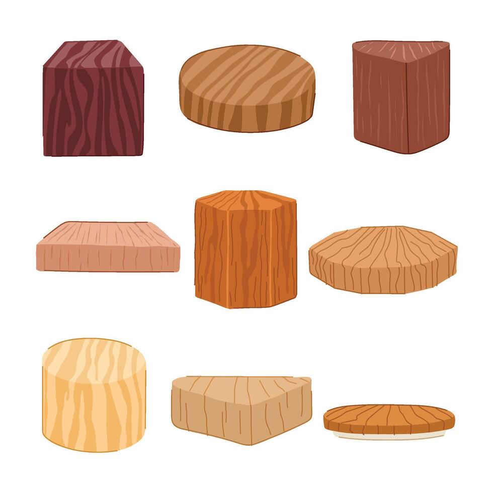 platform wood set cartoon item vector
