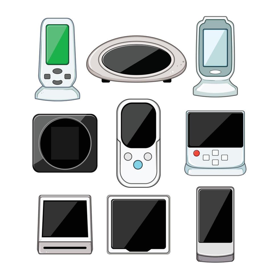 quality air monitor set cartoon item vector
