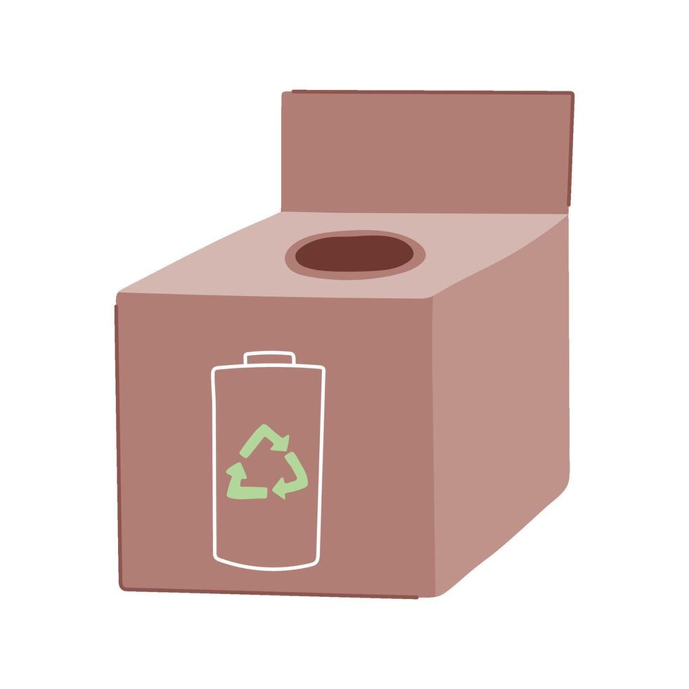 battery waste recycling box cartoon illustration vector