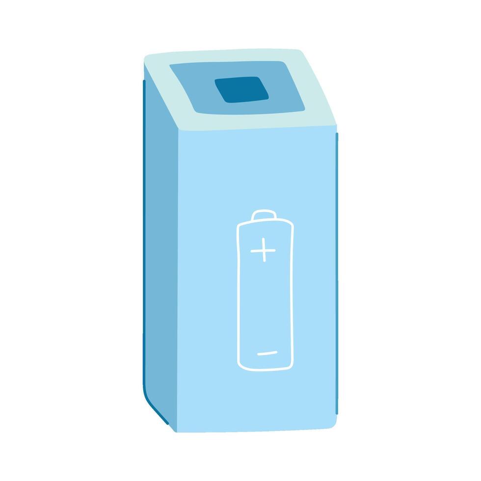 battery reuse recycling box cartoon illustration vector