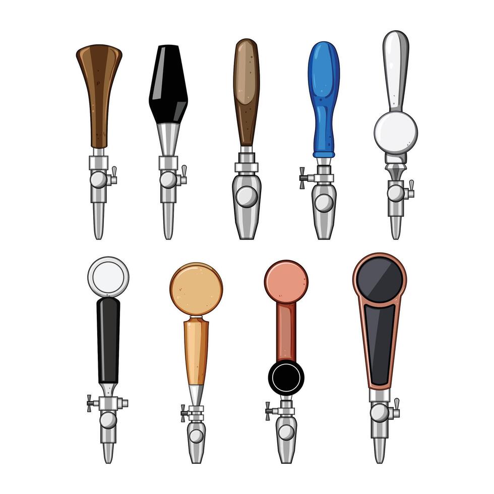 tap beer handle set cartoon illustration vector