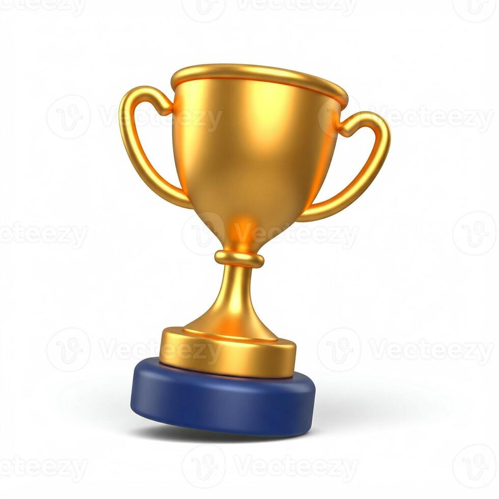 3D illustration of a golden trophy isolated on white photo