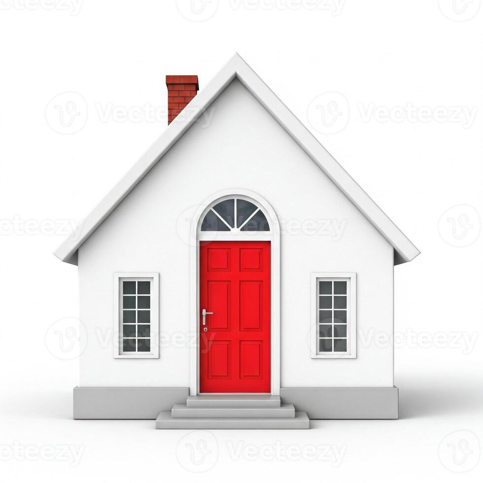3D illustration of a plain white house isolated on white. Business concept photo