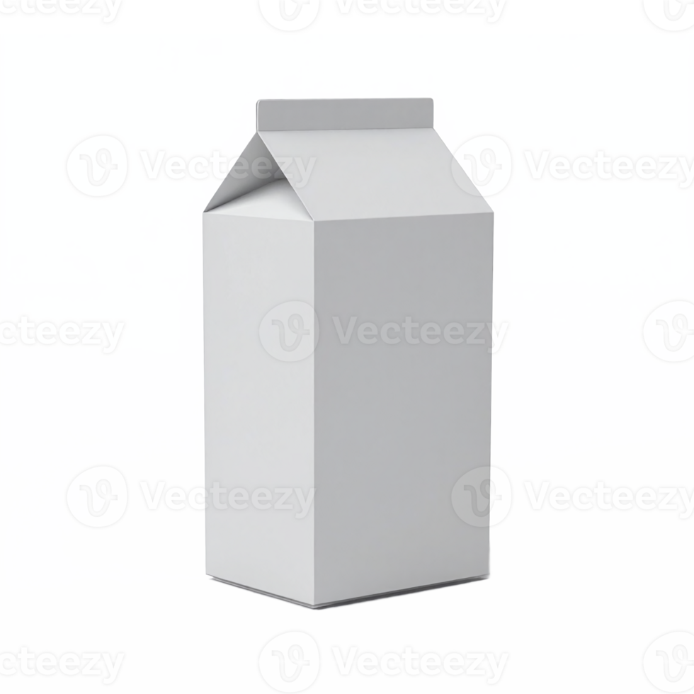 White Blank Milk Carton Packaging Container with Transparent Background for Label Design png