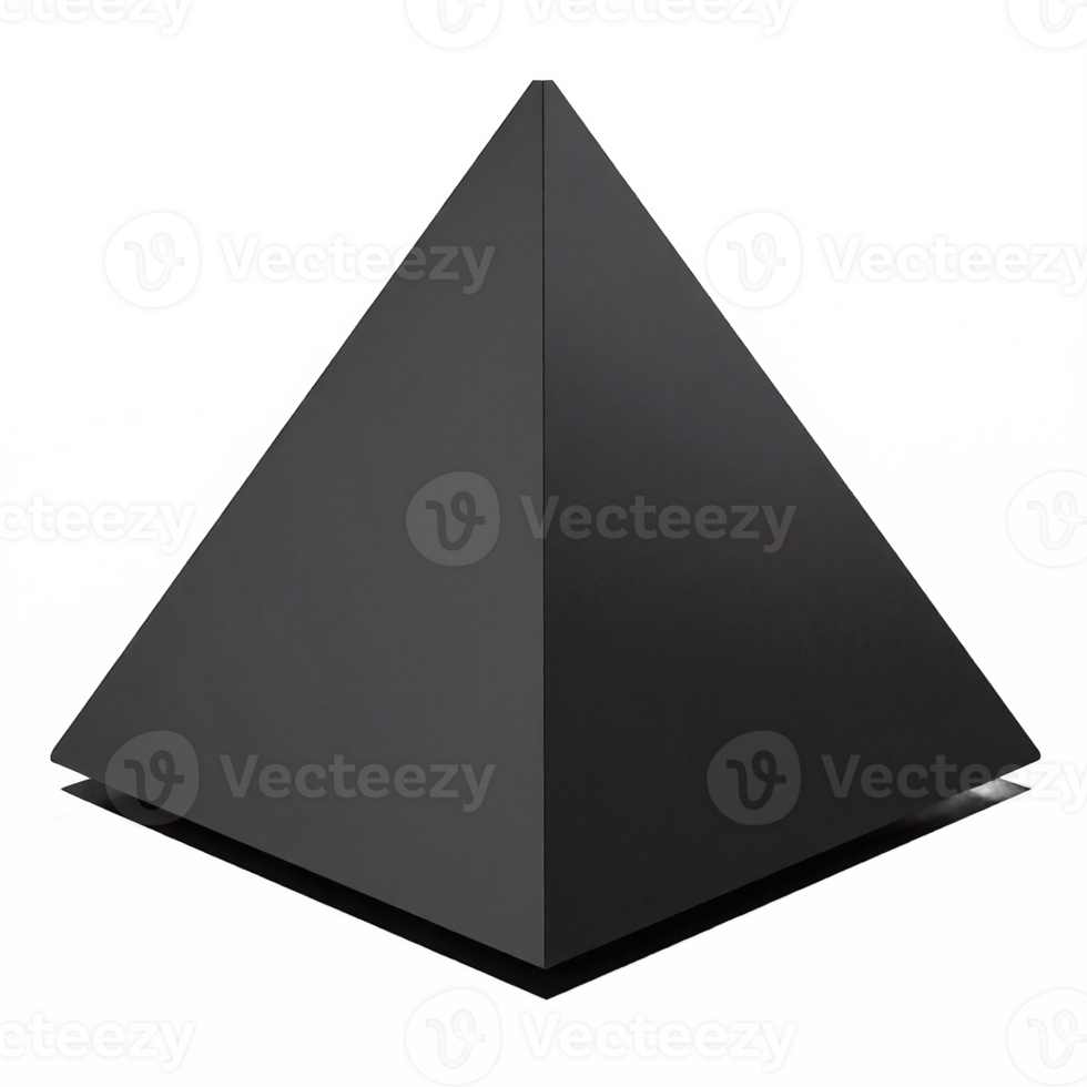 Black Pyramid Shape Geometric Object with Transparent Background Clipping Path png