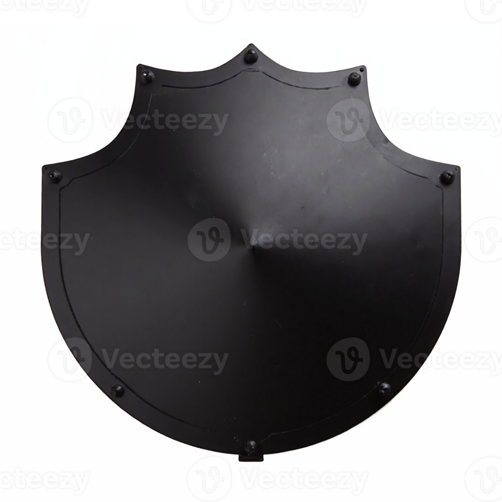 Black Medieval Steel Shield with Rivets Protective Armor Equipment Transparent Background Clipping Path png