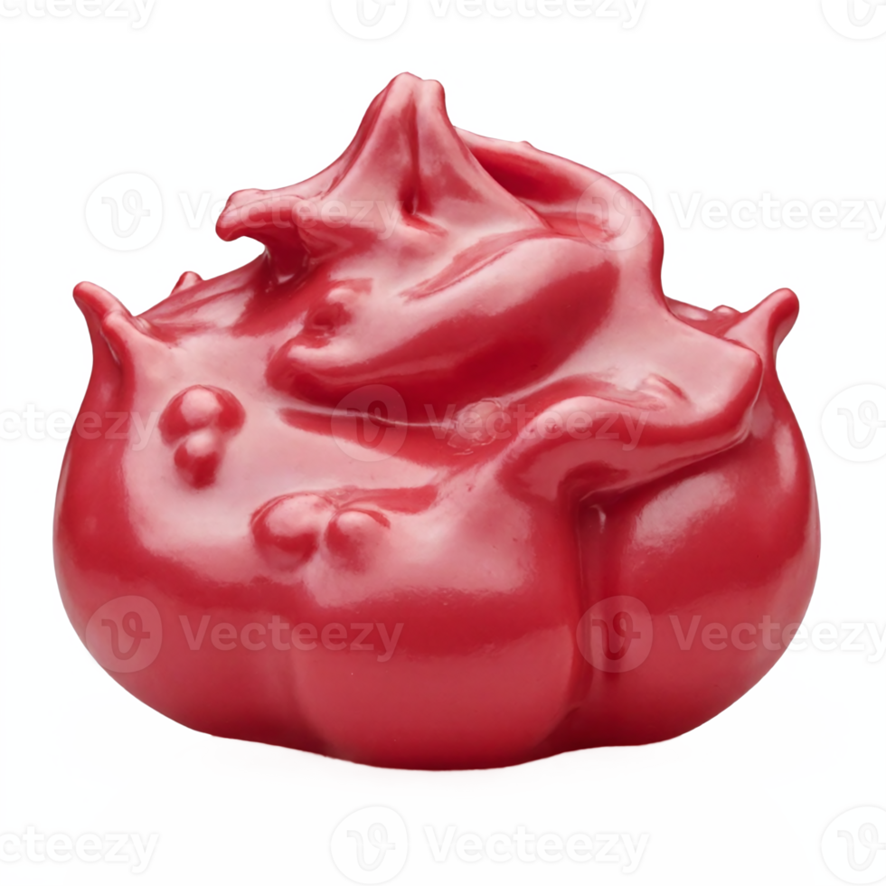 Glossy Red Swirl Paint Blob Isolated on Transparent Background with Clipping Path png