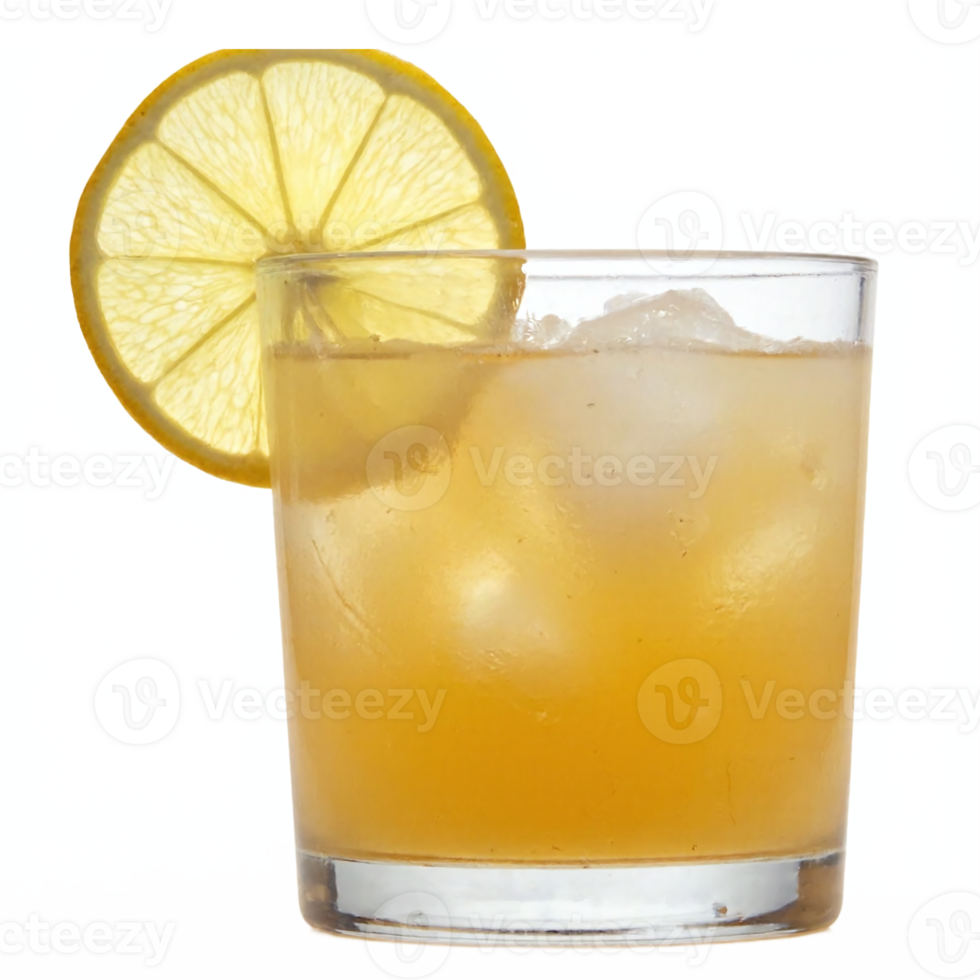 Refreshing Iced Lemonade Drink with Lemon Slice Garnish Transparent Background Clipping Path png