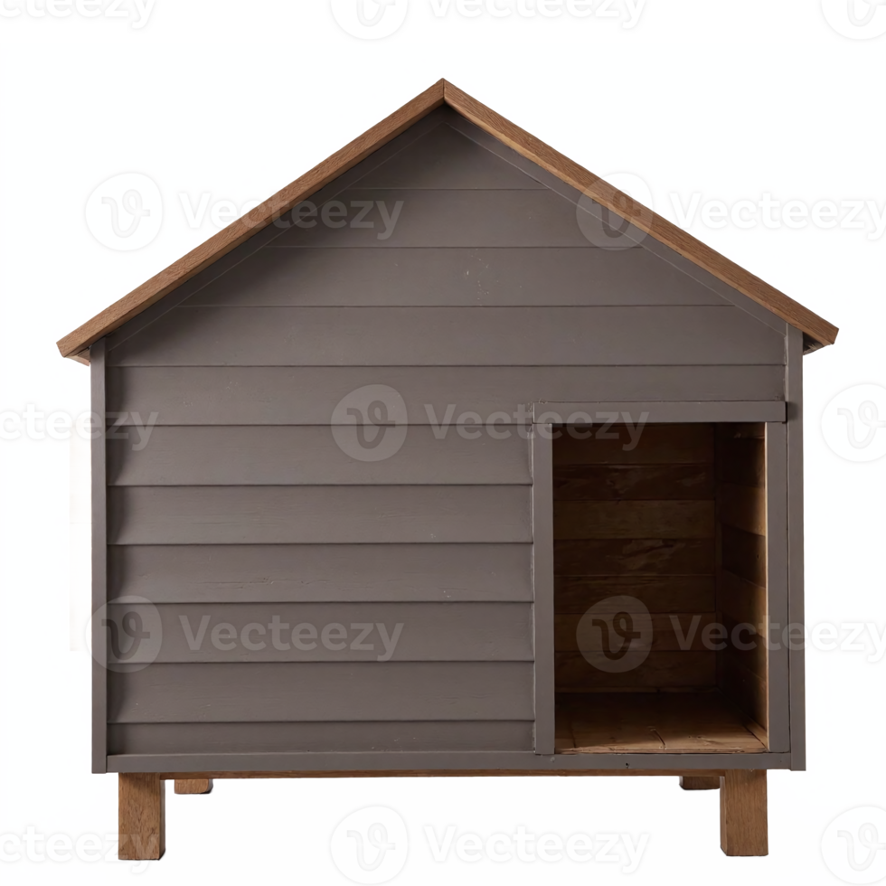 Wooden Dog House with Raised Platform Open Entrance Brown Exterior Transparent Background png