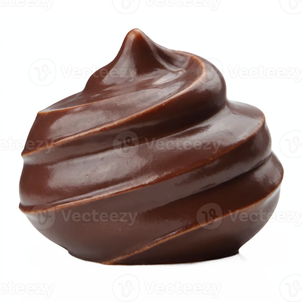 Smooth Rich Dark Chocolate Mousse Swirl with Glossy Finish on Transparent Background Clipping Path png
