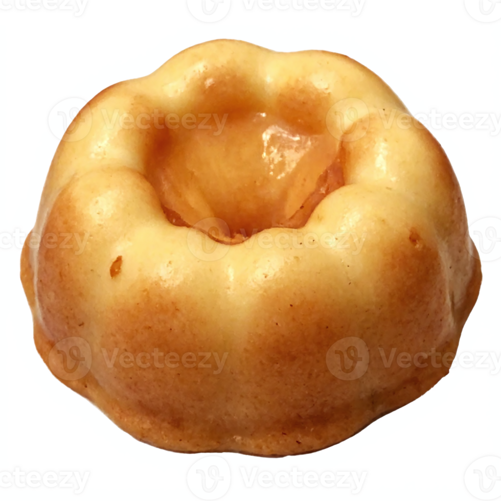 Golden Brown Mini Bundt Cake with Smooth Glaze and No Background Transparent Clipping Path png