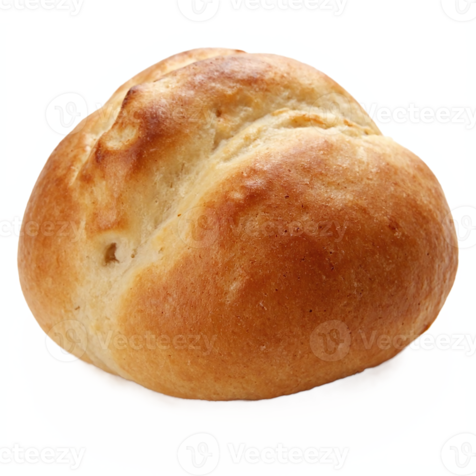Freshly Baked Soft Bread Roll with Golden Crust on Transparent Background Clipping Path png