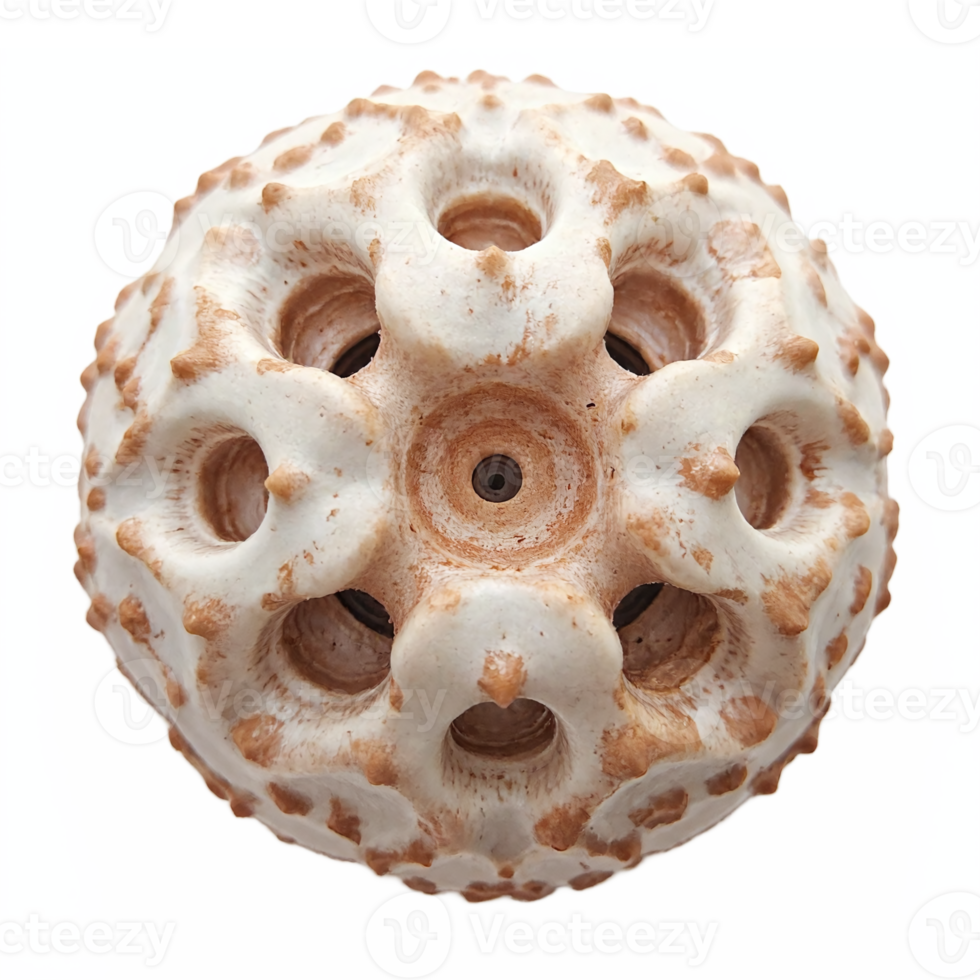 Deep Sea White Sea Urchin Shell Close Up Isolated on Transparent Background with Clipping Path png