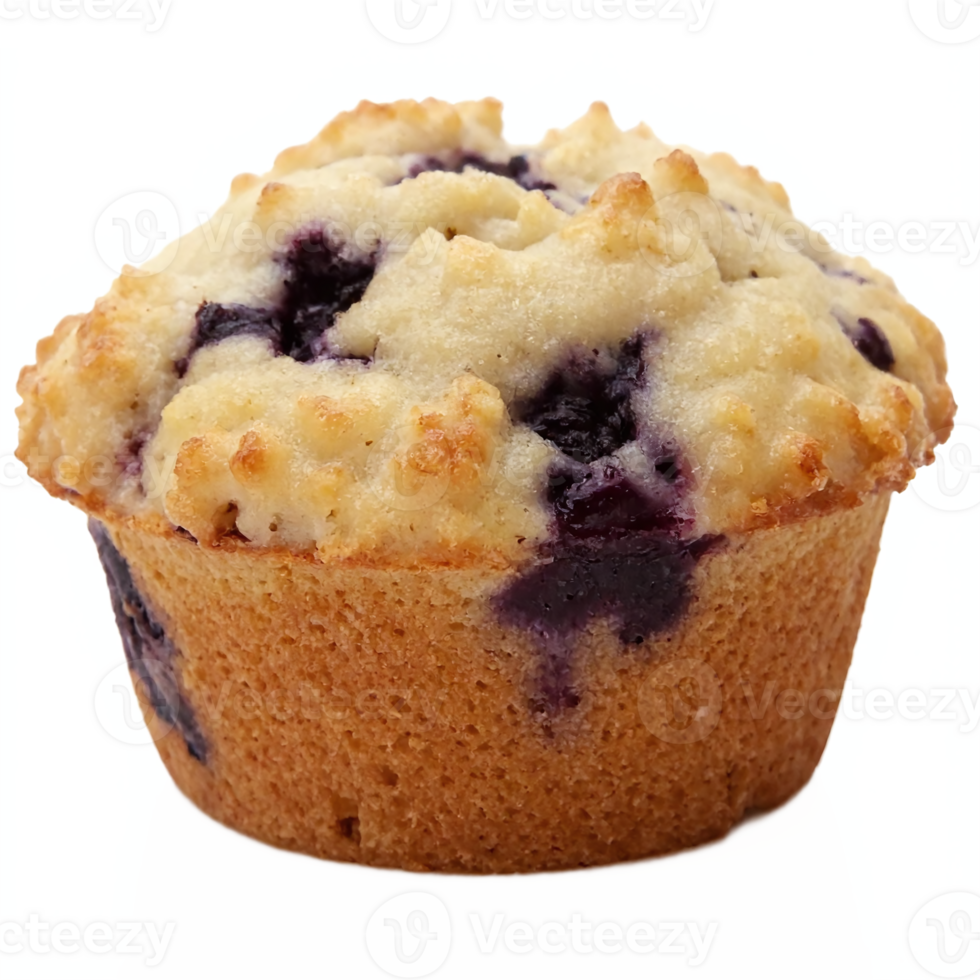 Blueberry Muffin with Crumb Topping Fresh Baked Dessert Isolated on Transparent Background Clipping Path png