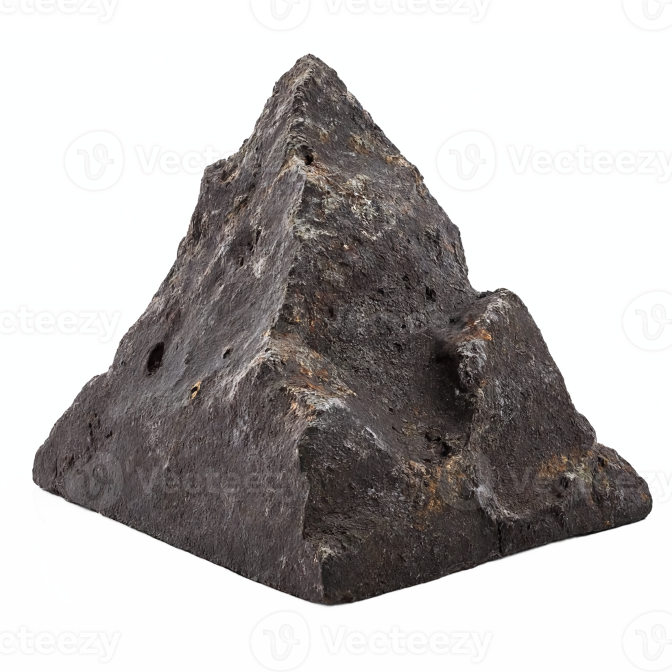 Detailed Rough Dark Pyramid Rock with Natural Texture on Transparent Background Clipping Path png
