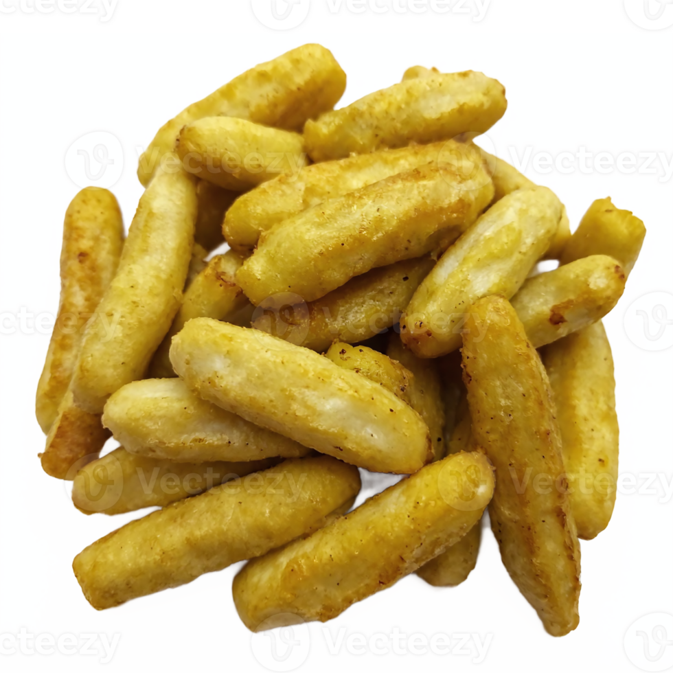 Crispy Fried Potato Sticks Snack Isolated on Transparent Background with Clipping Path png