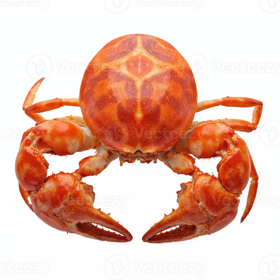Fresh cooked whole orange crab isolated on transparent background clipping path seafood png