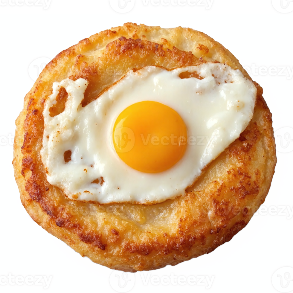 Fried Egg on Golden Brown Hash Brown Crispy Breakfast Food with Transparent Background png