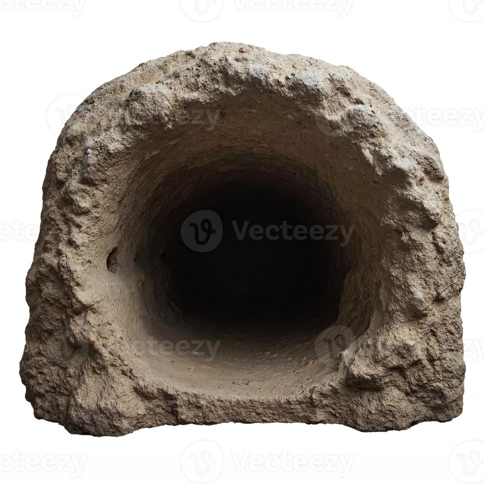 Ancient Dark Stone Cave Entrance Rough Textured Hollow Tunnel With Transparent Background png