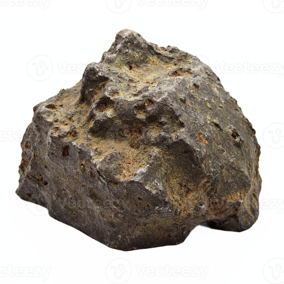 Iron Meteorite Rock Space Object with Rough Surface Shape Isolated on Transparent Background Clipping Path png