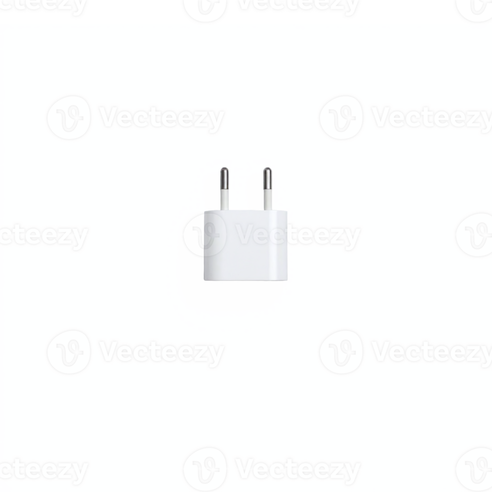 White European Style Electrical Charger Plug Adapter with Two Round Pins on Transparent Background png