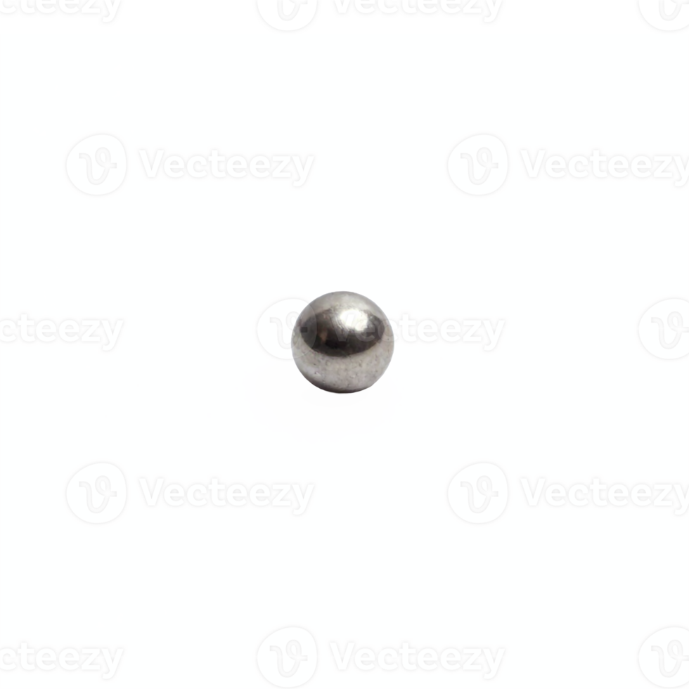 Single shiny metal ball sphere with shadow on bright blue background transparent clipping path png