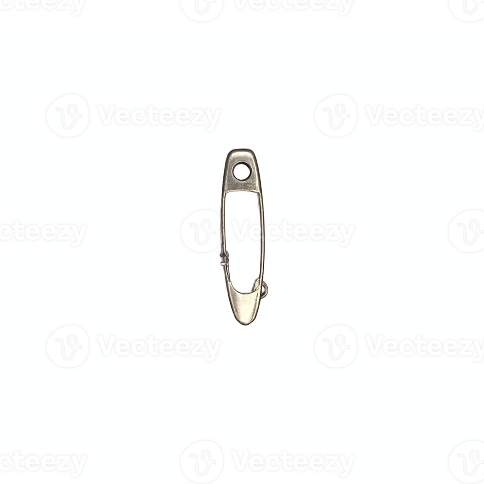 Metal Safety Pin Isolated on Transparent Background with Clipping Path for Easy Use png