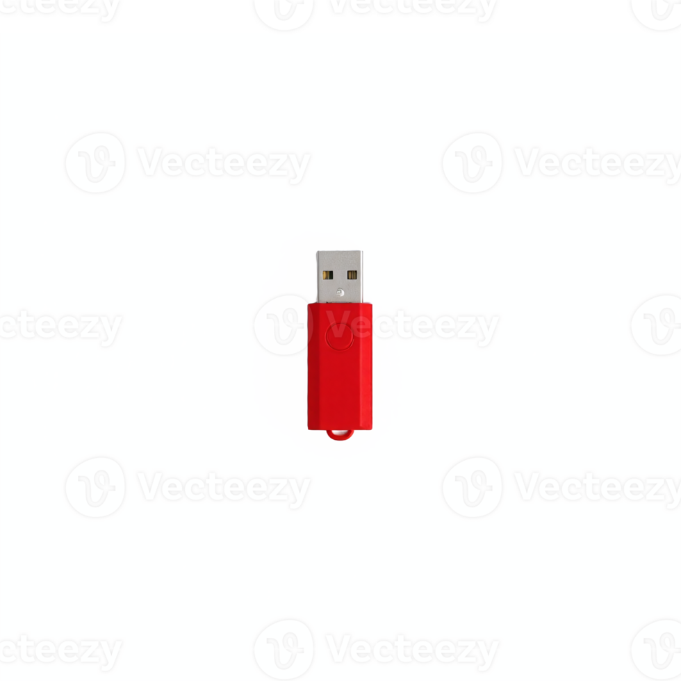 Red USB Flash Drive on Blue Transparent Background Clipping Path Digital Storage Device png