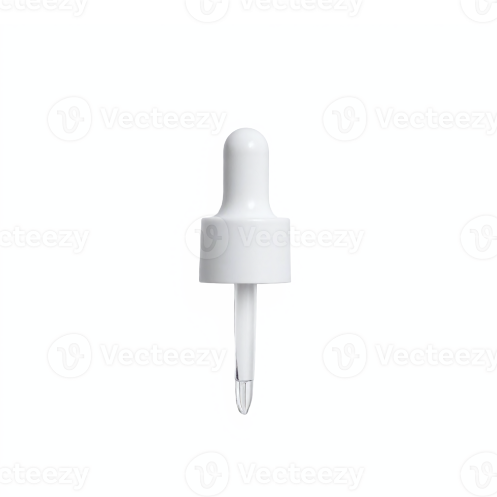White Cosmetic Dropper with Transparent Tip on Light Blue Background Clipping Path png